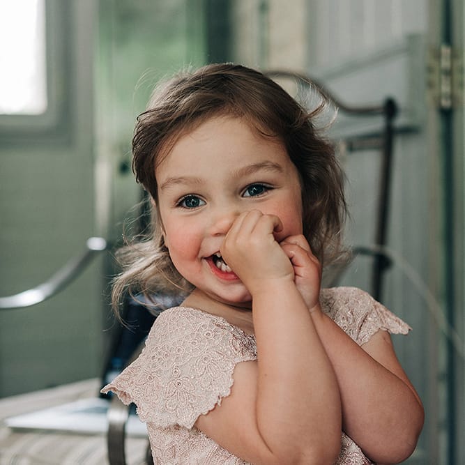 Flower Girl In Pale Pink Dress // Rue De Seine Bride For A Stone Barn Wedding With Wedding Party In Soft Pink And Navy And Images From Jason Mark Harris With Film By Harris Films