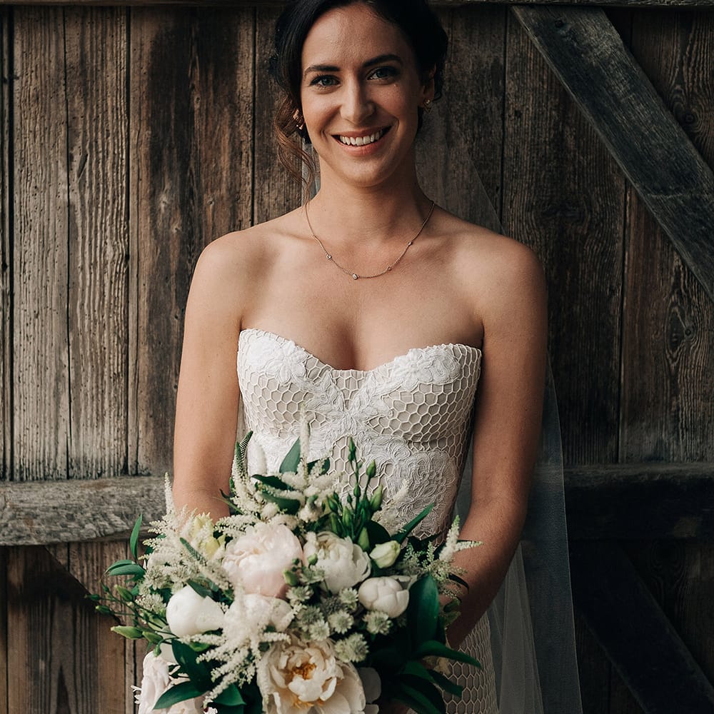 Rue De Seine Bride For A Stone Barn Wedding With Wedding Party In Soft Pink And Navy And Images From Jason Mark Harris With Film By Harris Films