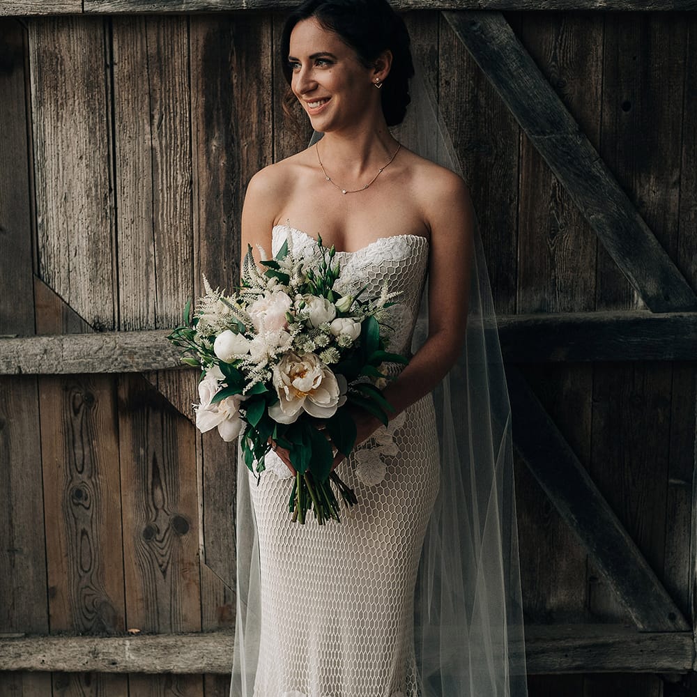Rue De Seine Bride For A Stone Barn Wedding With Wedding Party In Soft Pink And Navy And Images From Jason Mark Harris With Film By Harris Films