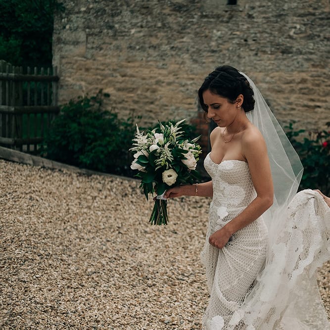 Rue De Seine Bride For A Stone Barn Wedding With Wedding Party In Soft Pink And Navy And Images From Jason Mark Harris With Film By Harris Films