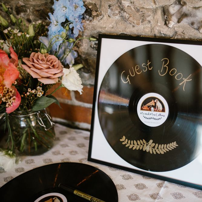Record Guest Book | DIY Wedding at Upwaltham Barns with Bright Flowers | Danielle Victoria Photography