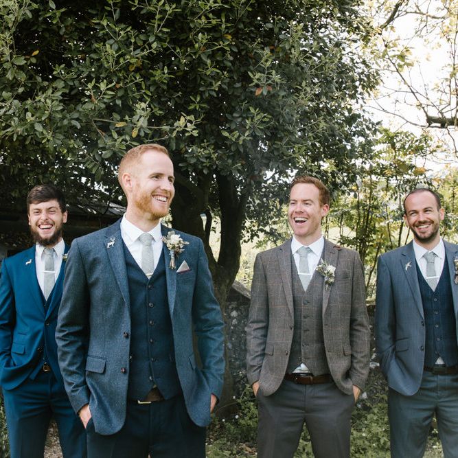 Groomsmen | Ted Baker & Next Fashion | DIY Wedding at Upwaltham Barns with Bright Flowers | Danielle Victoria Photography