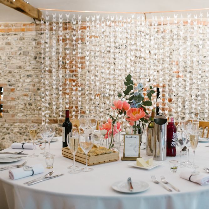 Origami Paper Crane Backdrop | DIY Wedding at Upwaltham Barns with Bright Flowers | Danielle Victoria Photography