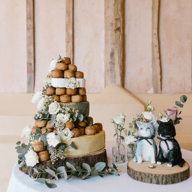 Pork Pie Tower Wedding Cake | DIY Wedding at Upwaltham Barns with Bright Flowers | Danielle Victoria Photography