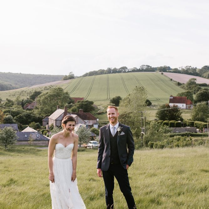 Bride in Sarah Seven Gown | Groom in Ted Baker & Next | DIY Wedding at Upwaltham Barns with Bright Flowers | Danielle Victoria Photography