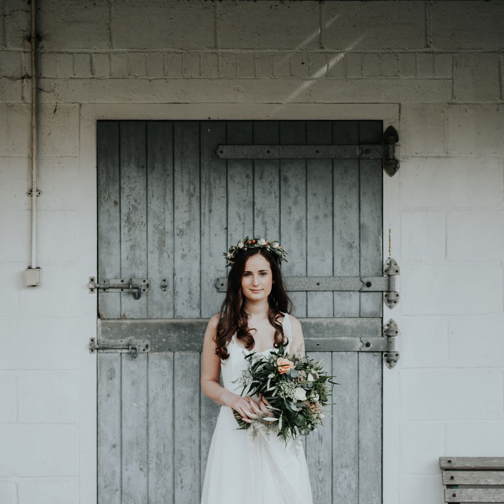 Sage Green & Peach Wedding Bouquet