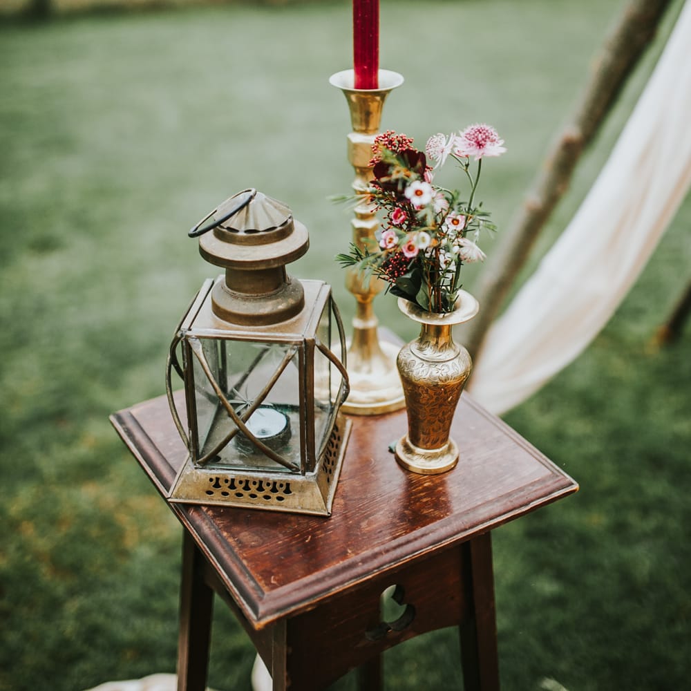 Naked Tipi Wedding Altar & Hay Bale Seating For Wedding Ceremony