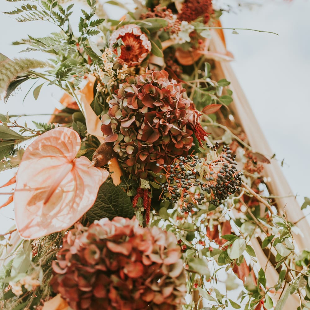 Naked Tipi Wedding Altar & Hay Bale Seating For Wedding Ceremony