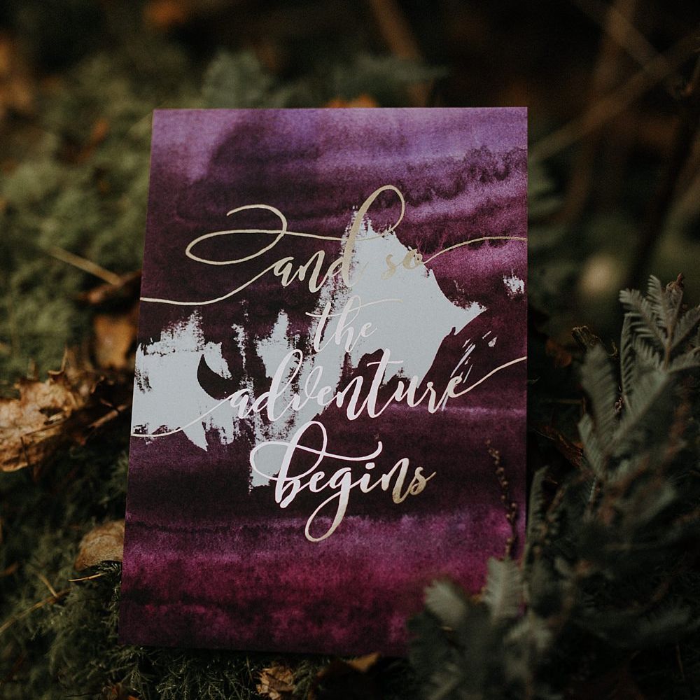 Purple & Gold Wedding Stationery by Sugar Spice Designs | Woodland Bohemian Luxe Inspiration | Lola Rose Photography & Film