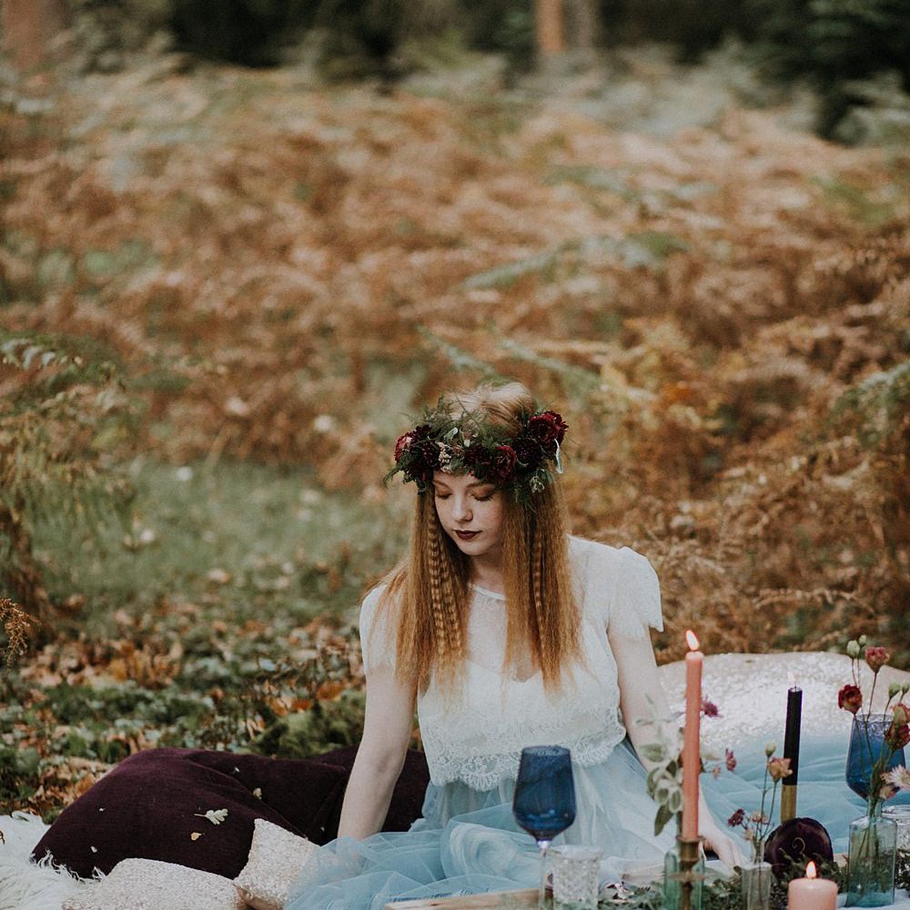 Bride in Blue Tulle Skirt from Rock The Frock Bridal | Woodland Bohemian Luxe Inspiration | Lola Rose Photography & Film