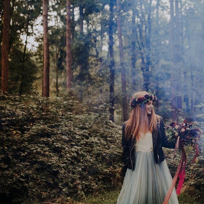 Bride in Blue Tulle Skirt from Rock The Frock Bridal | Woodland Bohemian Luxe Inspiration | Lola Rose Photography & Film