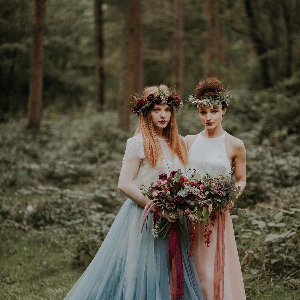 Bridesmaids in Blue & Pink Tulle Skirts | Woodland Bohemian Luxe Inspiration | Lola Rose Photography & Film