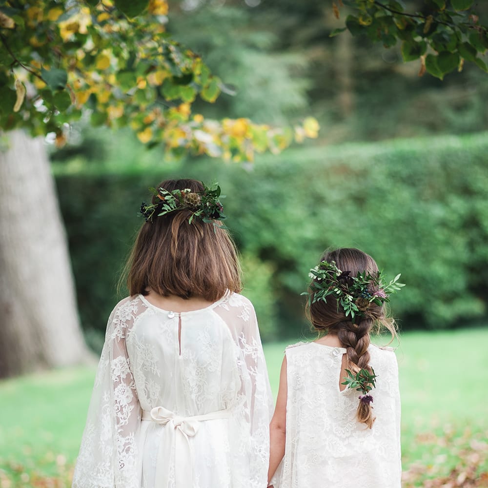 Flower Girls In White Lace Dresses By Minna
