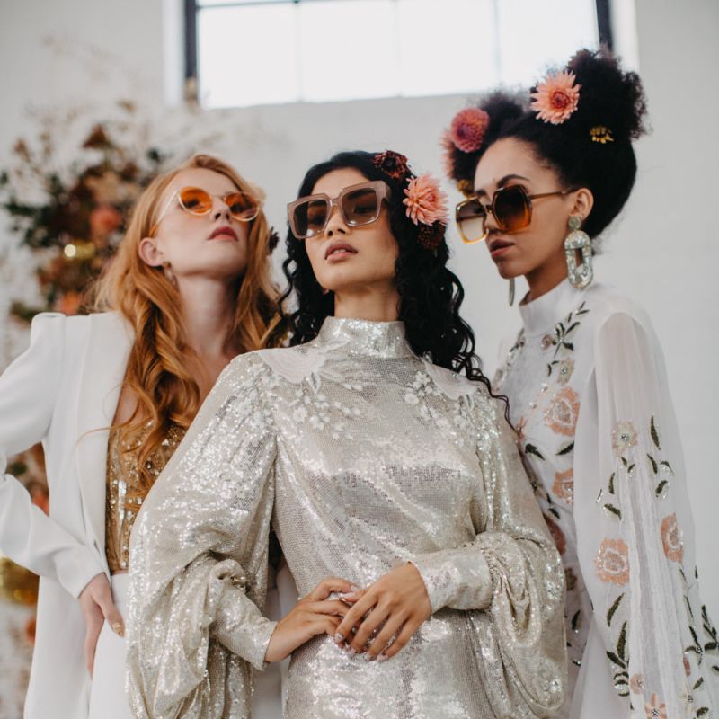 Stylish brides in sunglasses