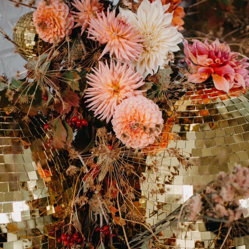 Gold glitter balls wedding decor