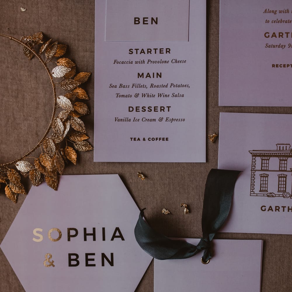 Pink &amp; Gold Foil with Wax Seals Wedding Stationery Suite by Knockknockpenny Studio | Romantic Pink and Gold Wedding Inspiration in a Modern Summer House at Garthmyl Hall by KnockKnockPenny Studio | Nesta Lloyd Photography