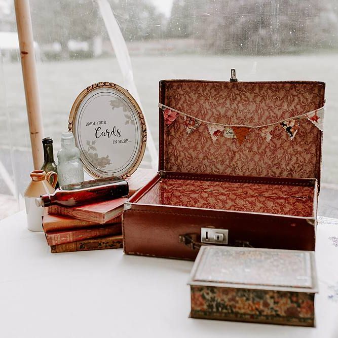 Vintage suitcase wedding card box