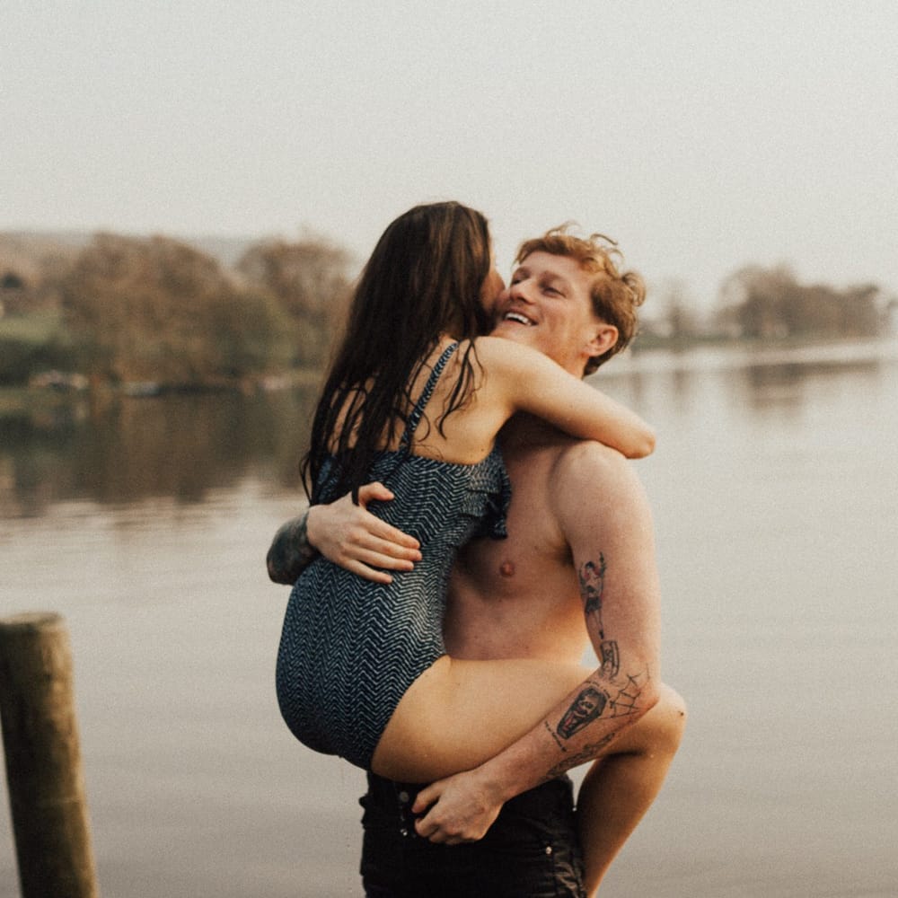 Dirty Dancing Lake Lift Engagement Shoot at Lake Coniston in the Lake District by ALifeLessOrdinary Photography