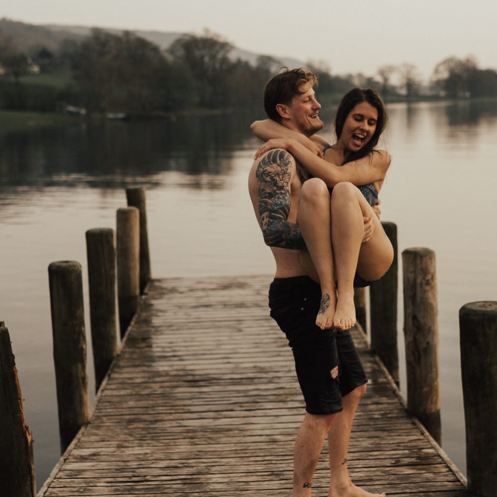 Dirty Dancing Lake Lift Engagement Shoot at Lake Coniston in the Lake District by ALifeLessOrdinary Photography