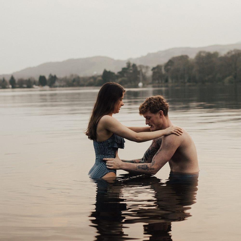 Dirty Dancing Lake Lift Engagement Shoot at Lake Coniston in the Lake District by ALifeLessOrdinary Photography