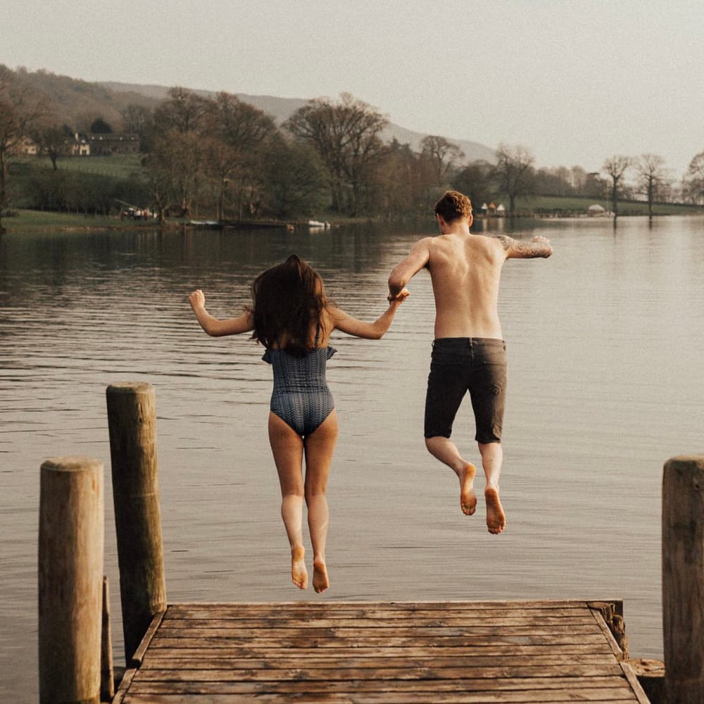 Dirty Dancing Lake Lift Engagement Shoot at Lake Coniston in the Lake District by ALifeLessOrdinary Photography
