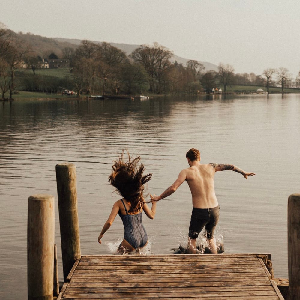 Dirty Dancing Lake Lift Engagement Shoot at Lake Coniston in the Lake District by ALifeLessOrdinary Photography