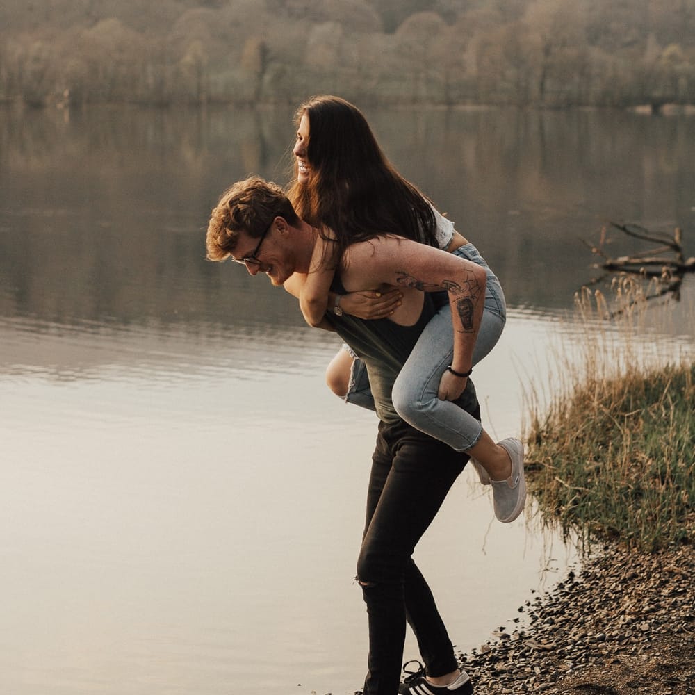 Dirty Dancing Lake Lift Engagement Shoot at Lake Coniston in the Lake District by ALifeLessOrdinary Photography