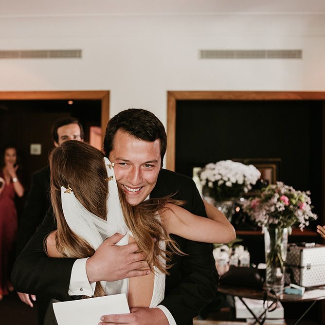 Wedding Morning Hugs | Authentic Spanish Wedding at Masia Ribas, Barcelona | Sara Lobla Photography