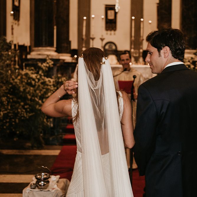 Wedding Ceremony | Bride in Simple &amp; Elegant Teresa Helbig Wedding Dress  | Authentic Spanish Wedding at Masia Ribas, Barcelona | Sara Lobla Photography