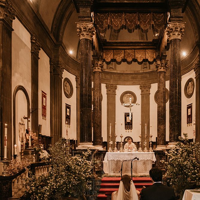 Church Wedding Ceremony | Bride in Simple &amp; Elegant Teresa Helbig Wedding Dress  | Authentic Spanish Wedding at Masia Ribas, Barcelona | Sara Lobla Photography