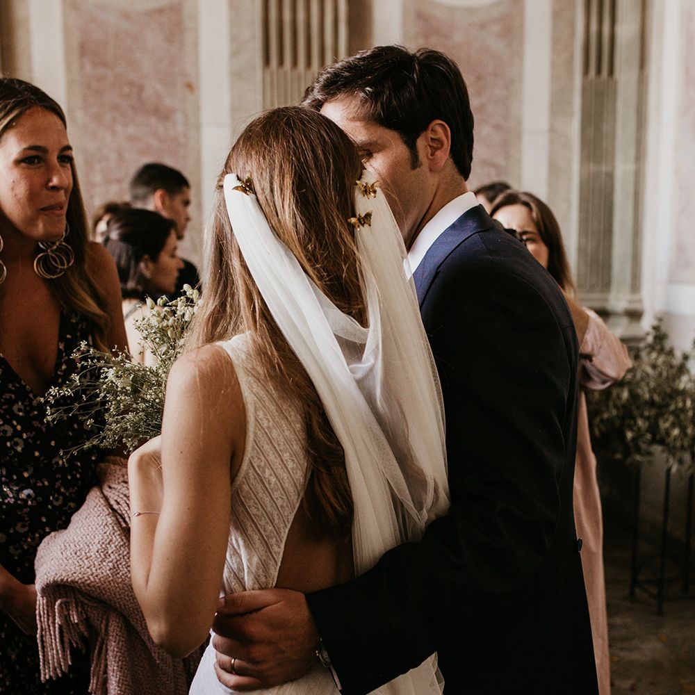 Bride in Backless Teresa Helbig Wedding Dress  | Groom in Traditional Tails | Authentic Spanish Wedding at Masia Ribas, Barcelona | Sara Lobla Photography