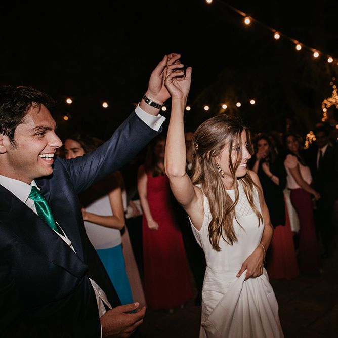 First Dance | Bride in Simple &amp; Elegant Teresa Helbig Wedding Dress  | Groom in Traditional Tails | Authentic Spanish Wedding at Masia Ribas, Barcelona | Sara Lobla Photography