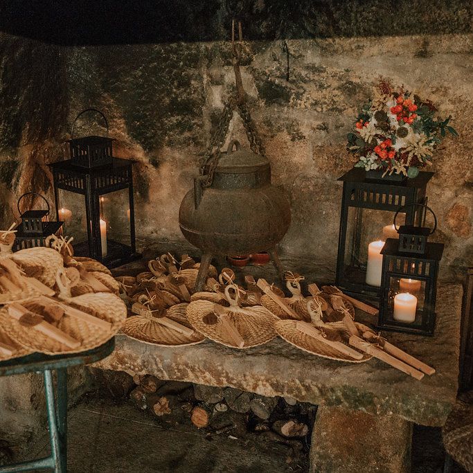 Fan Wedding Favours // Bamboo Furniture For Destination Wedding In Spain With Planning From El Mono Con Sombrero With Images By AHR Photos Spanish Wedding Photography