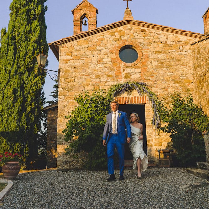 Flowers by Stiatti Fiori. Intimate Prosecco Pool Party Wedding in Tuscany. Bride wears Livio Lacurre Gown, Groom wears Beggars Run Custom Suit. Photography by Livio Lacurre.