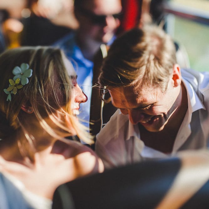Vintage Bus Wedding Transport from Drive in Style. Intimate Prosecco Pool Party Wedding in Tuscany. Bride wears Livio Lacurre Gown, Groom wears Beggars Run Custom Suit. Photography by Livio Lacurre.