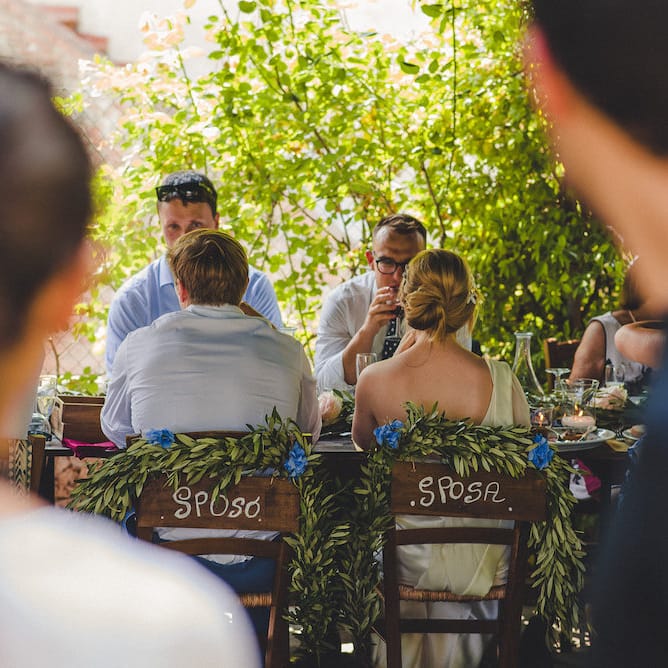 Flowers by Stiatti Fiori. La Pieve Marsina. Intimate Prosecco Pool Party Wedding in Tuscany. Bride wears Livio Lacurre Gown, Groom wears Beggars Run Custom Suit. Photography by Livio Lacurre.