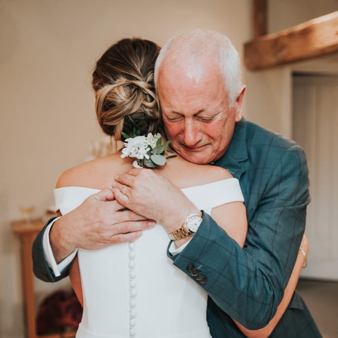 Emotional moment as father sees bride for the first time
