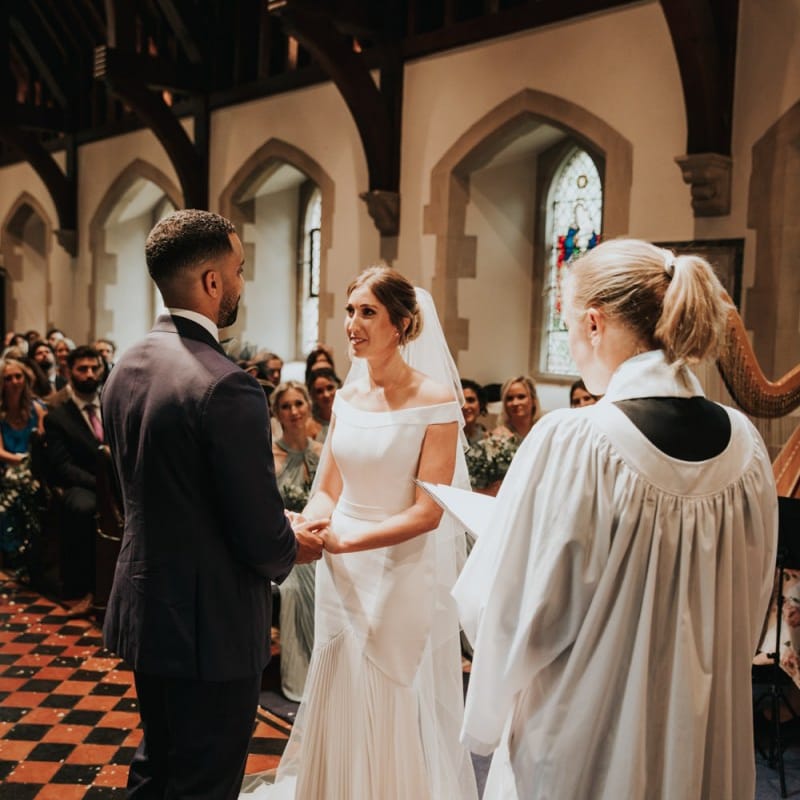 Bride and groom exchange vows