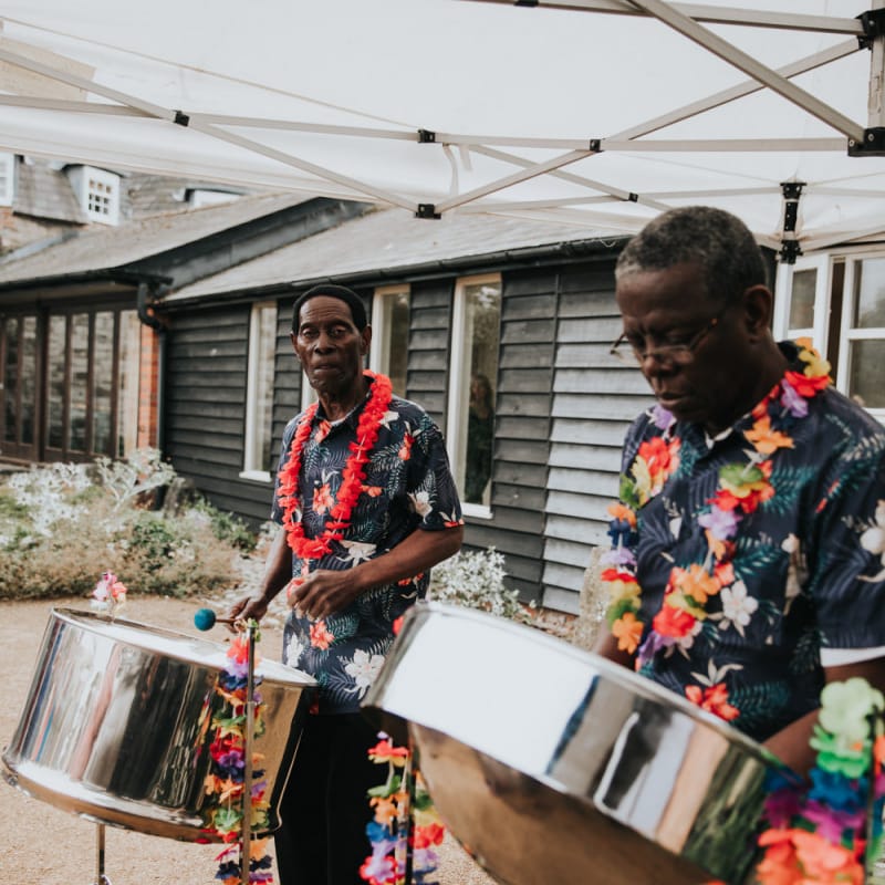 Steel band plays during drinks reception