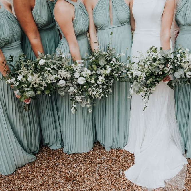 White and green wedding bouquets