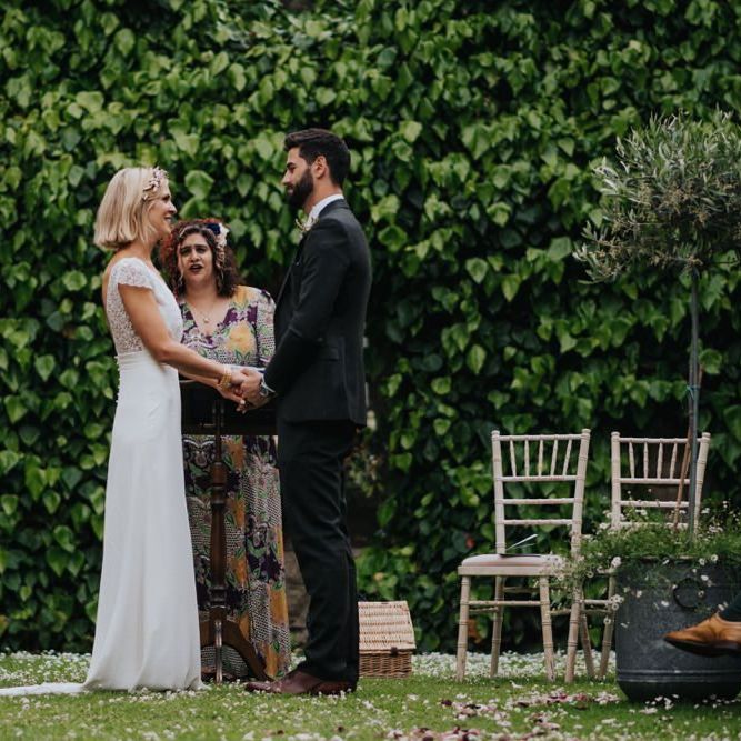 Bride and groom tie the knot at humanist ceremony with celebrant