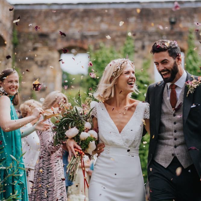 Confetti shot at outdoor ceremony