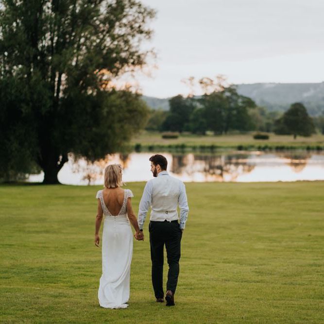 Bride and groom take in the breathtaking views at Newburgh Priory