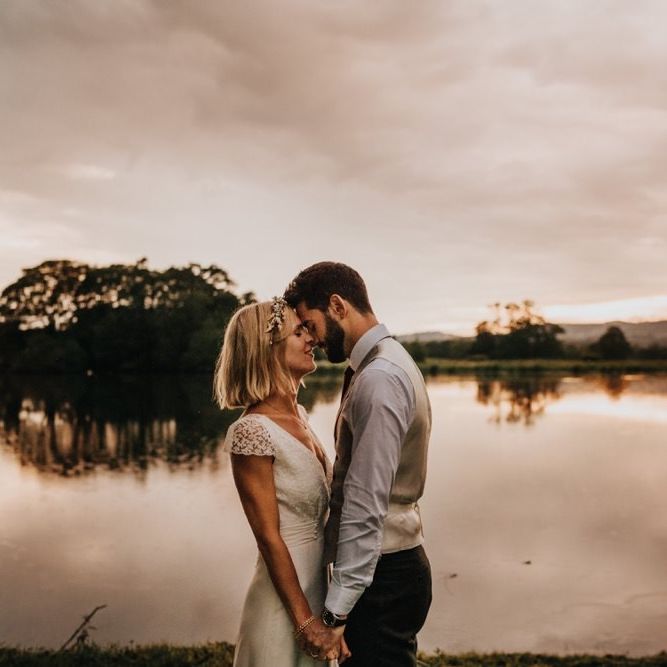 Bride and groom take in the breathtaking views at Newburgh Priory