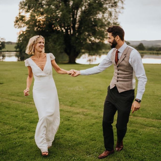 Bride and groom take in the breathtaking views at Newburgh Priory