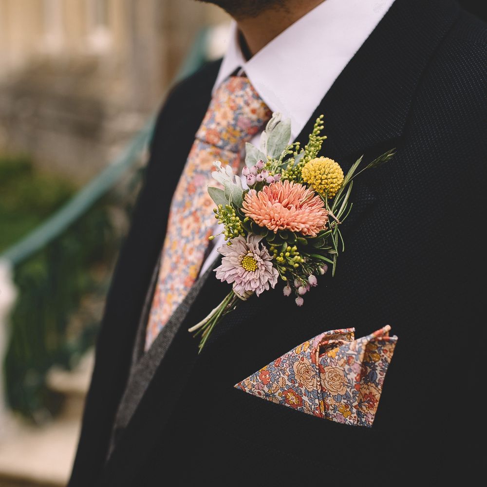 Pink and Lilac Groom's Buttonhole