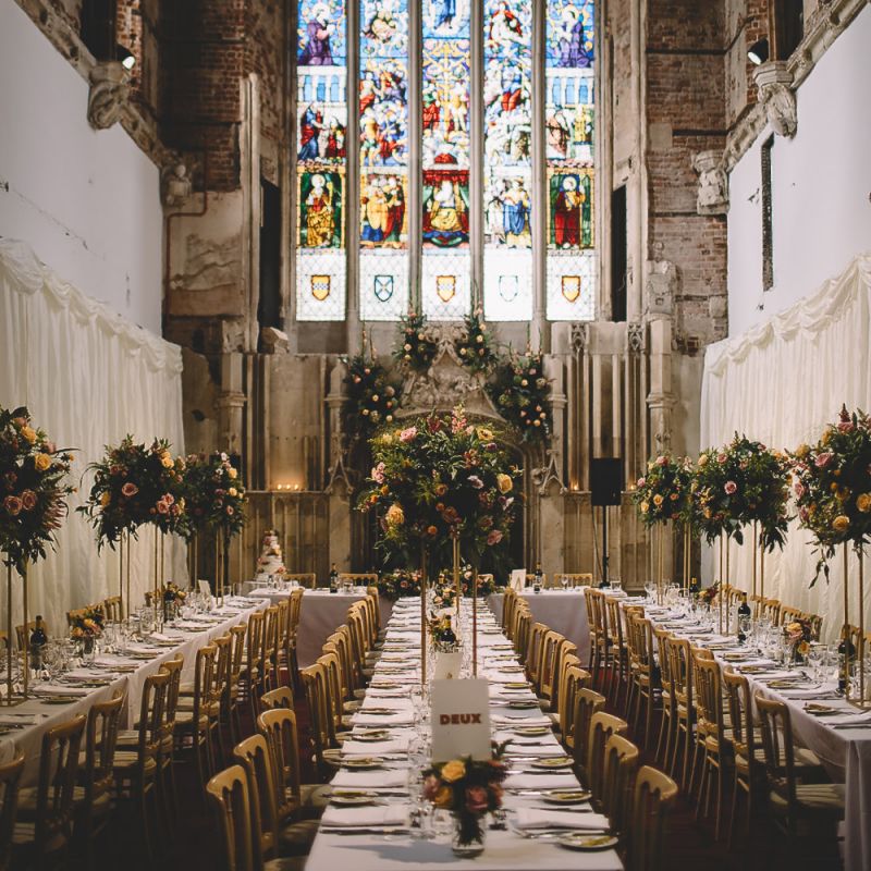 Wedding Reception at Highcliffe Castle with Stainglass Windows