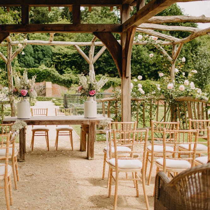 Outdoor Wedding Ceremony Arbour | DIY Rustic Tipi Wedding at Riverhill Gardens, Sevenoaks | Frances Sales Photography