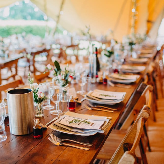 Table Wedding Reception Decor | DIY Rustic Tipi Wedding at Riverhill Gardens, Sevenoaks | Frances Sales Photography