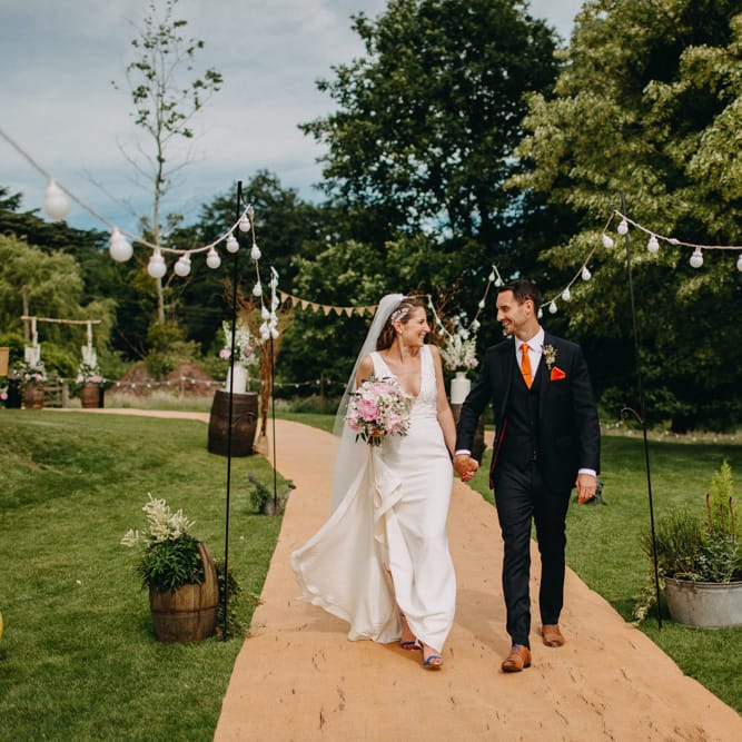 Bride in Halo &amp; Wren Wedding Dress | Groom in Moss Bros. Suit | DIY Rustic Tipi Wedding at Riverhill Gardens, Sevenoaks | Frances Sales Photography